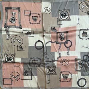 Bali Sweet Pink & Gray Scarf/Wrap Elegant Frame Design -Sq 20 In Good condition